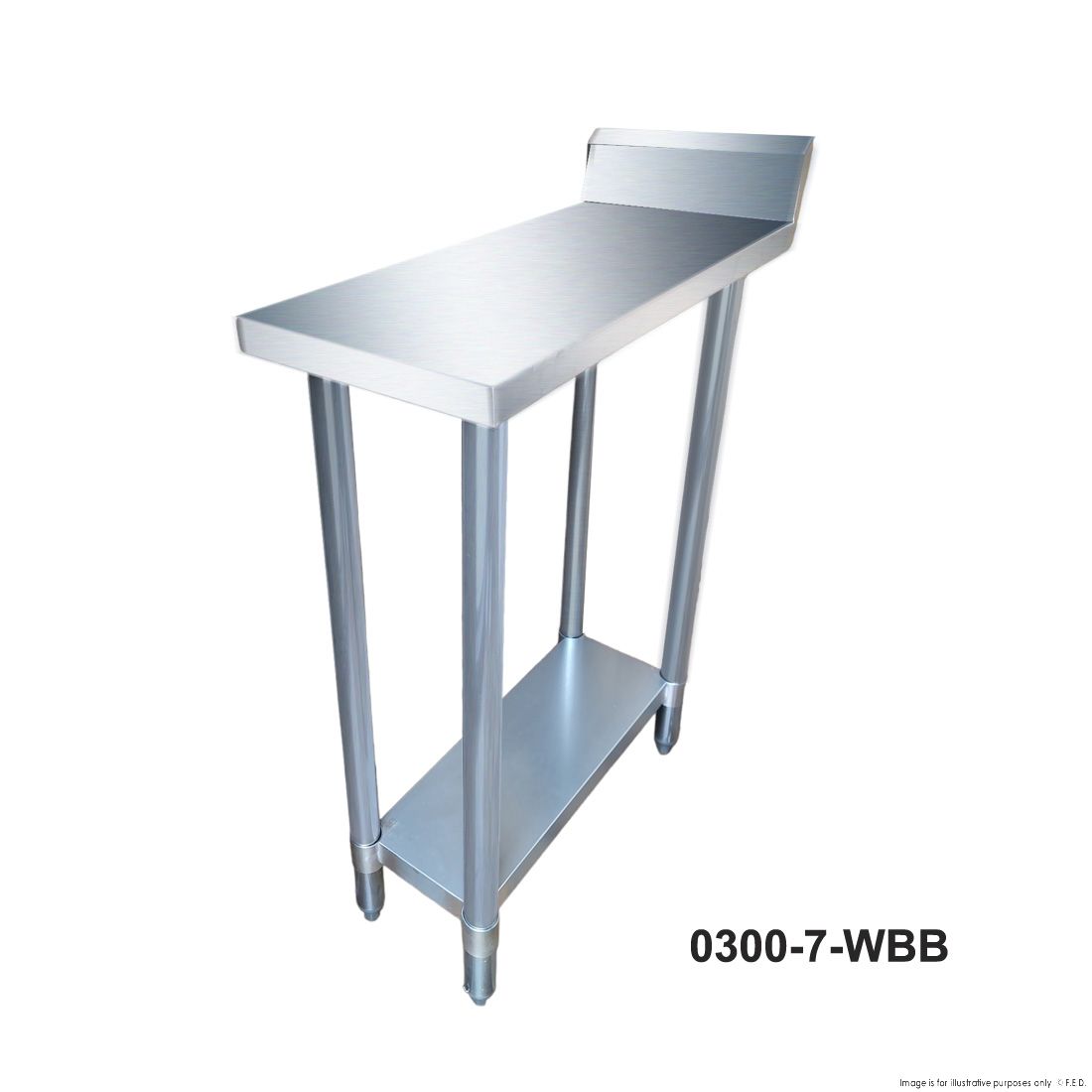 Economic 304 Grade Stainless Steel Tables with Splashback 700 Deep - SSTable7SB-EC