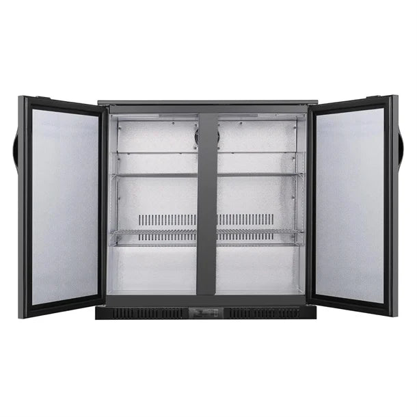 Polar G-Series Back Bar Cooler with Double Solid Hinged Doors Black - 850mm