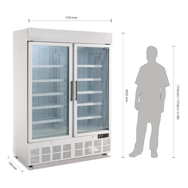 Polar G-Series Upright Display Freezer White - 920Ltr