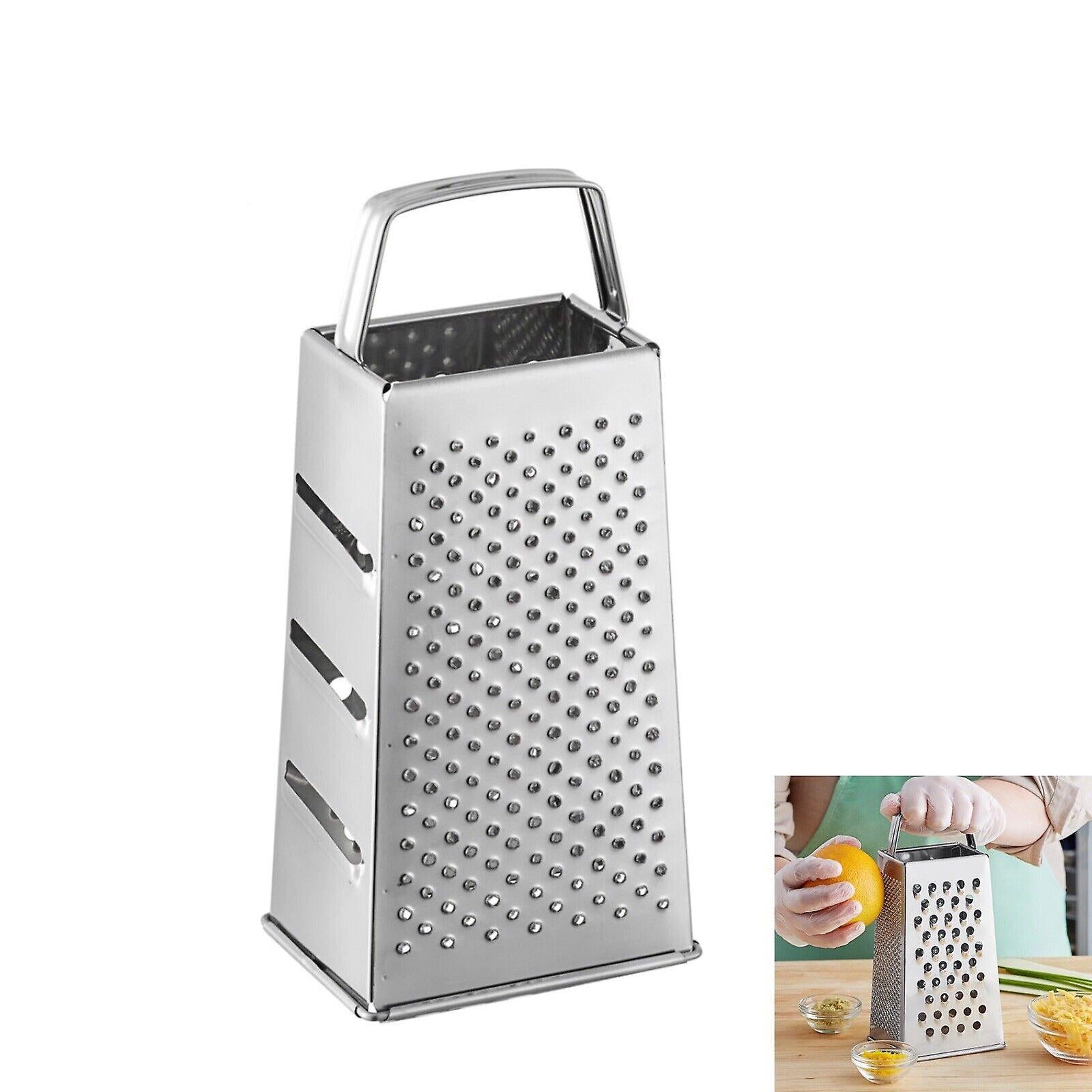 SS Grater 8" 4 Sides With Stripe Handle 1pc
