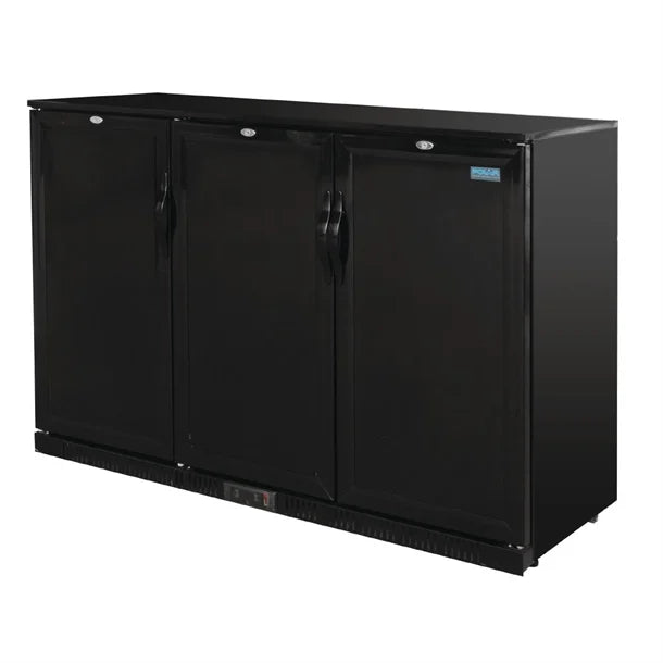 Polar G-Series Back Bar Cooler with Triple Solid Hinged Doors Black - 900mm