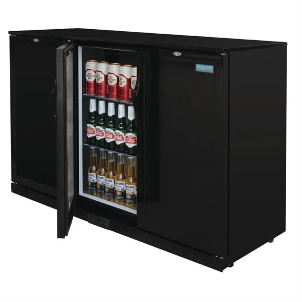 Polar G-Series Back Bar Cooler with Triple Solid Hinged Doors Black - 900mm