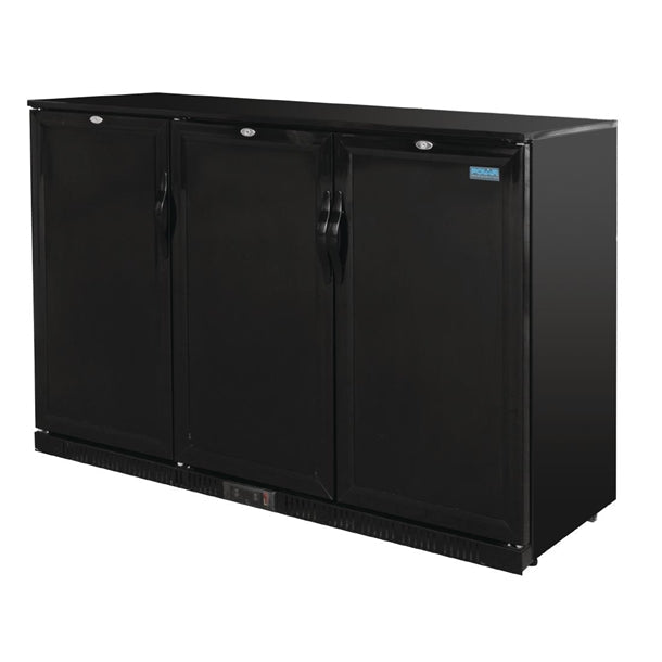 Polar G-Series Back Bar Cooler with Triple Solid Hinged Doors Black - 900mm