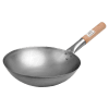 Wood Handle Round Bottom Wok 12" 300mm 1pc 1.2mm Thick