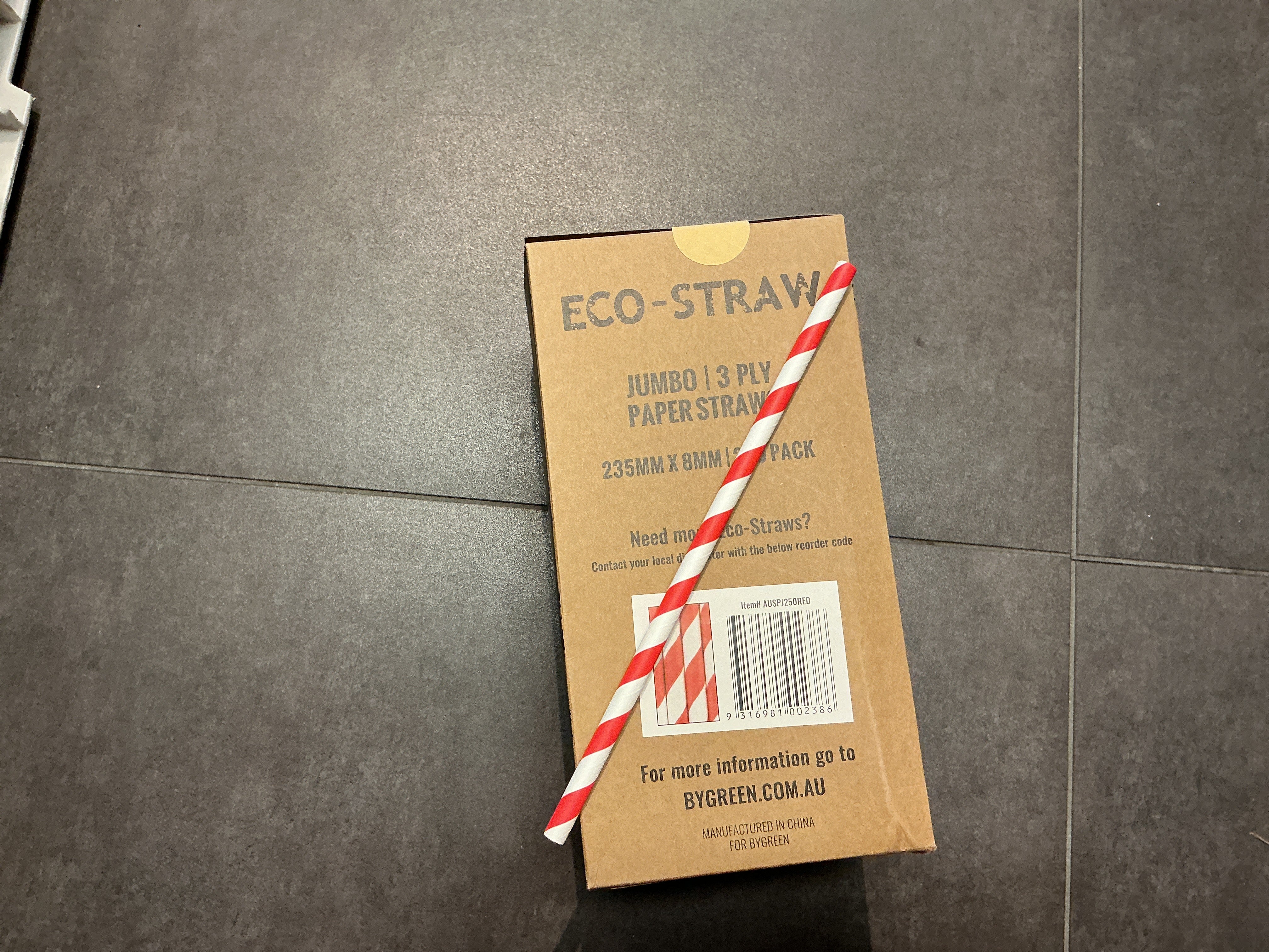 Eco straws- jumbo paper straws red stripe