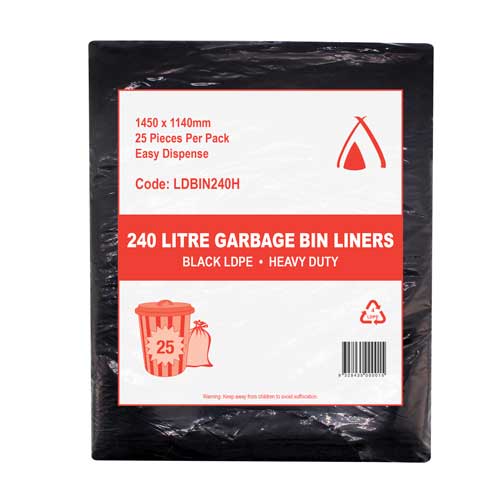 240ltr Black Bin Bag 25pk