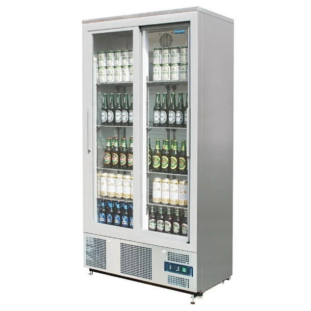 Polar G-Series Double Door Upright Back Bar Fridge Sliding St/St 490Ltr