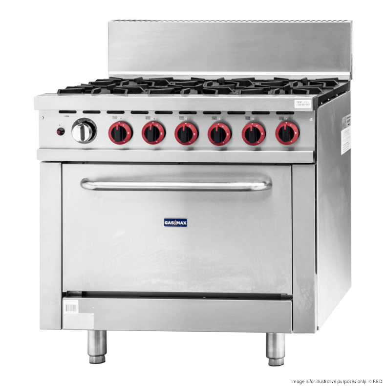 Gas Six Burners with Oven with Flame Failure 914x855x1524mm NG - 228mj/h