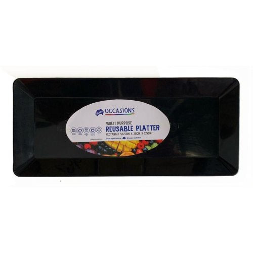 Black Platter Rect PP 46.5x20x2.5cm- 1pc