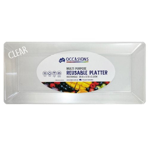 Reusable Rectangle Platter 39.6x17.6x2.2cm Clear