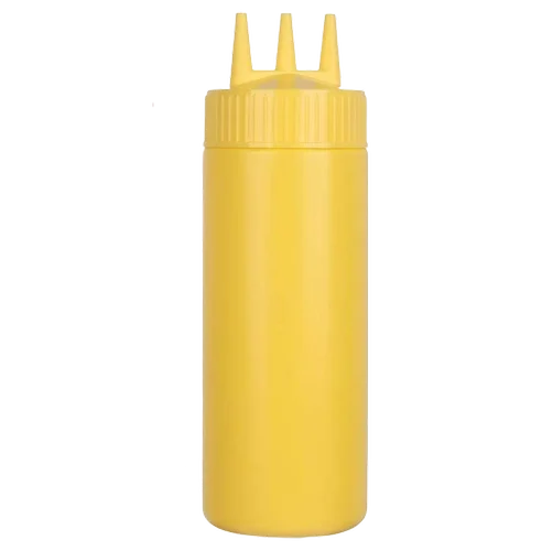 3 Nozzel Yellow Professional Squeeze sauce bottle 24OZ