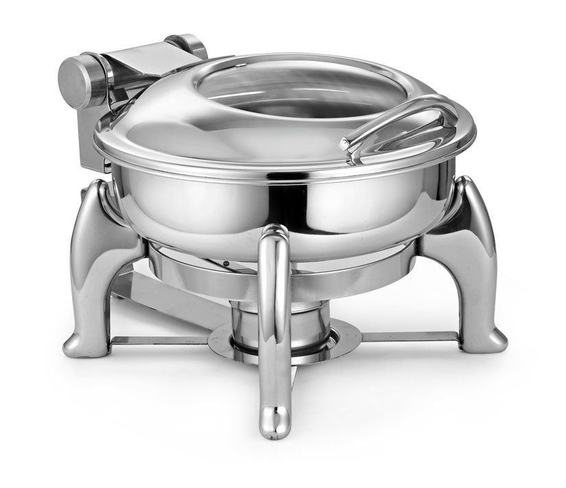 Round 5 Ltrs  Induction Chafer,  With cover control mechanism, with Glass window, with International S/S Stand. Can be used with Induction Heater, Fuel Burner or Heating Plate (Induction Heater/ Elecrical Heater Not Incl