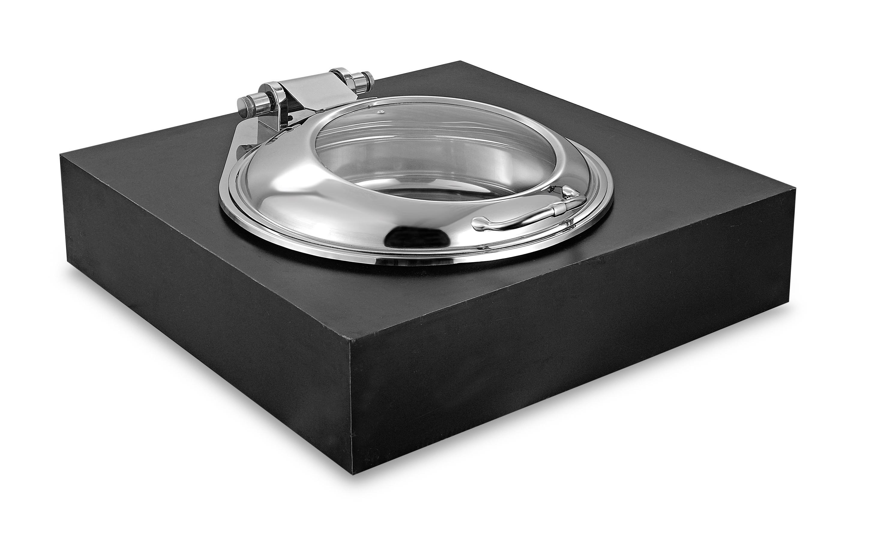 Round Large Induction Chafer, With cover control mechanism, with Glass window, Compatible only with Heating Plate. (Heating Plate Included)