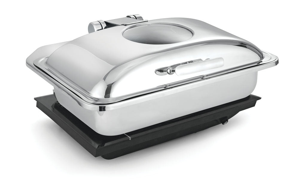 Rectangular Deluxe Full Size Induction Chafer (New Model), With Glass Window, With cover control mechanism, Can be used only with Induction Heater.  Counter Fit Compatible (Induction Heater Not Included)