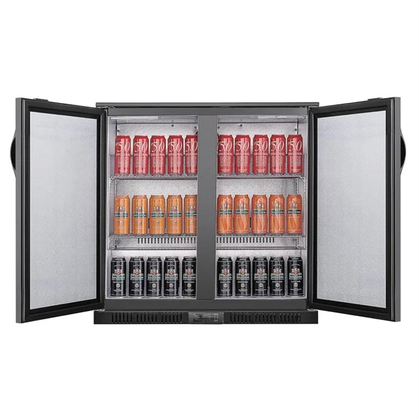 Polar G-Series Back Bar Cooler with Double Solid Hinged Doors Black - 850mm