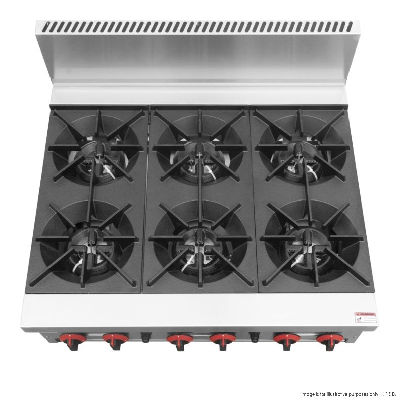 Gas 6 Burner Cook Top 902x824x575mm LPG-120mj/h