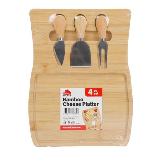 Bamboo Cheese Platter Set 4Pcs