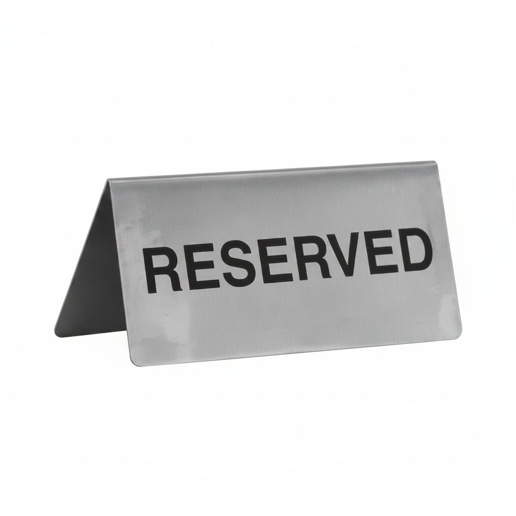 SS Tent Sign -"RESERVED"(120 X 60 Mm) BLACK  Screen Printed