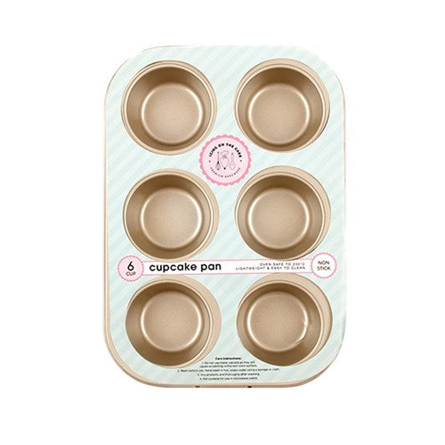 Baking Cupcake Tray 6 Cup Non-Stick Champagne 26x18x3cm