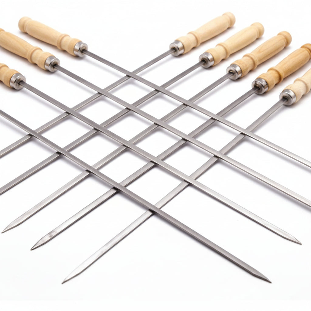 SS Seak Kebab Skewers Thick with wooden handle 500mm 1pc