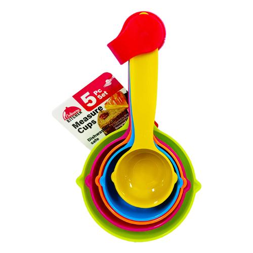 Plastic Measure Cups 5Pc Assorted Colours