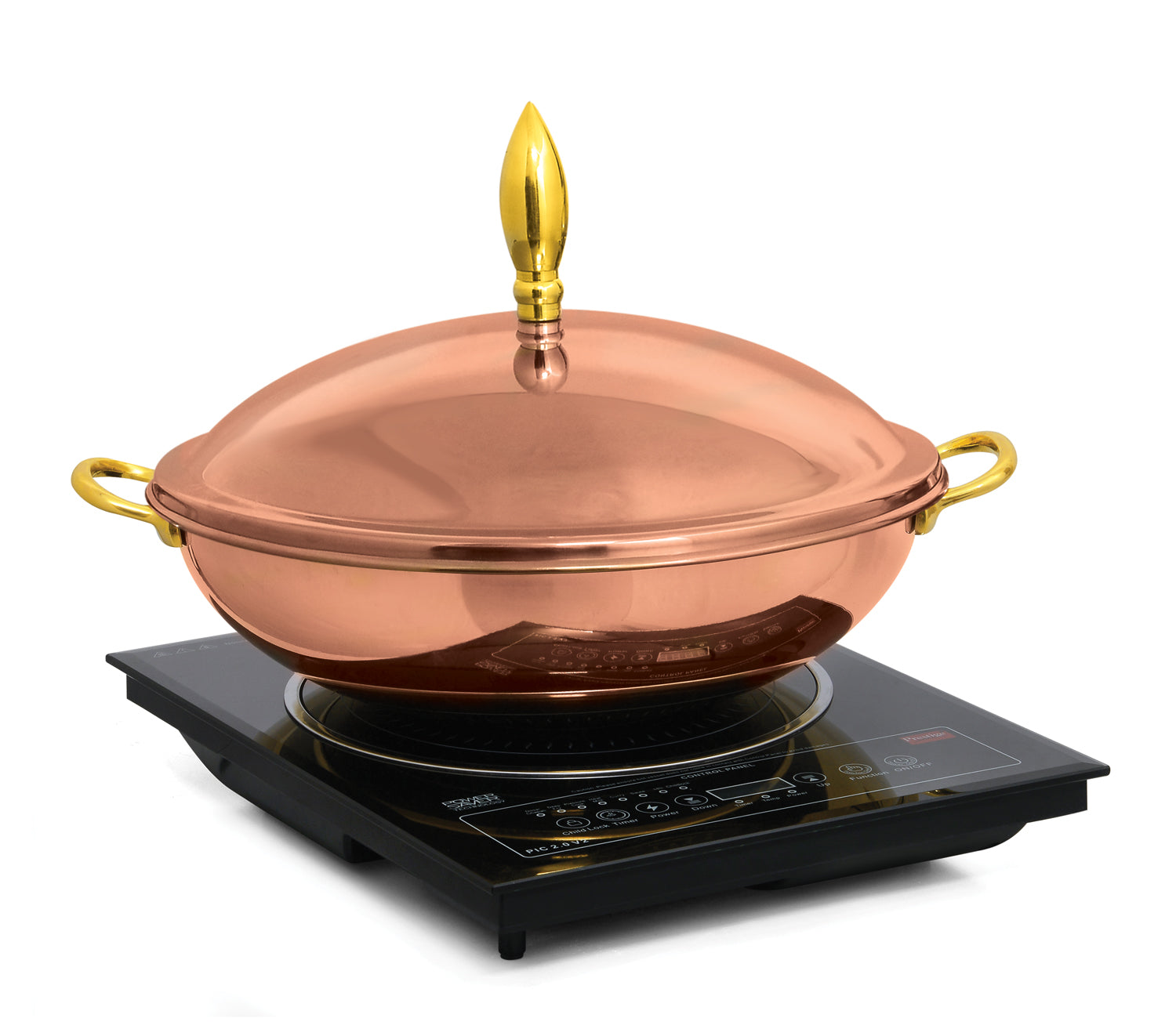Stainless Steel Round 7 Ltrs  Chafing Dish with Rose Gold Base and Rose Gold Lid. Can be used with Only Induction heater (Induction Heater/ Heating Plate Not Included).