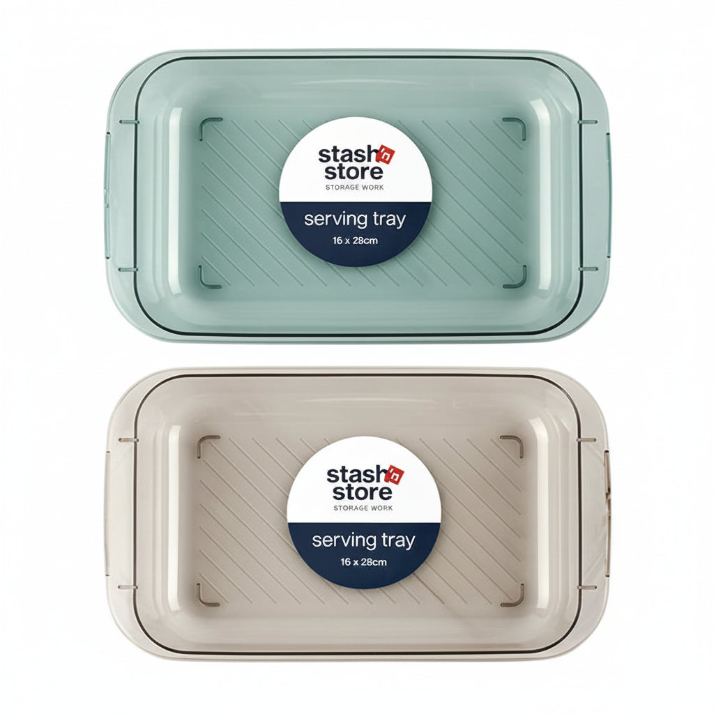 PET Serving Tray Rectangle M 16x28cm 2 Asstorted Colors 1pc