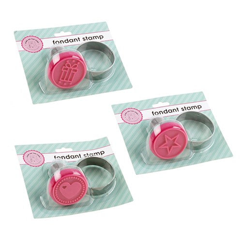 Cake Fondant Stamp w Design 3 Asst Designs Dia6x7.5cm 1pc