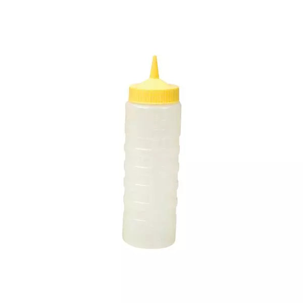 SAUCE BOTTLE-750ml "CATER-RAX" YELLOW TOP/CLEAR BODY