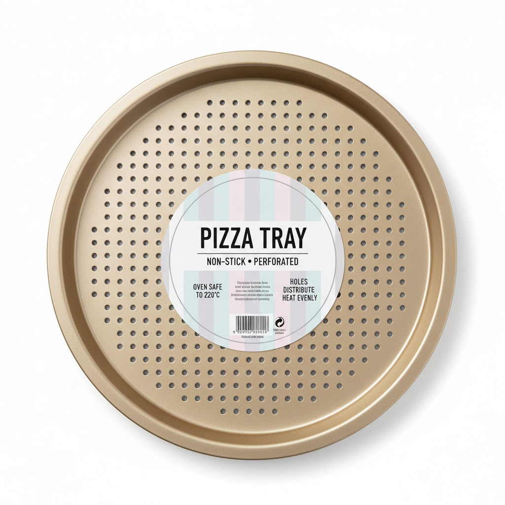 Pizza Tray Non-Stick Perforated Champagne 32cm Dia