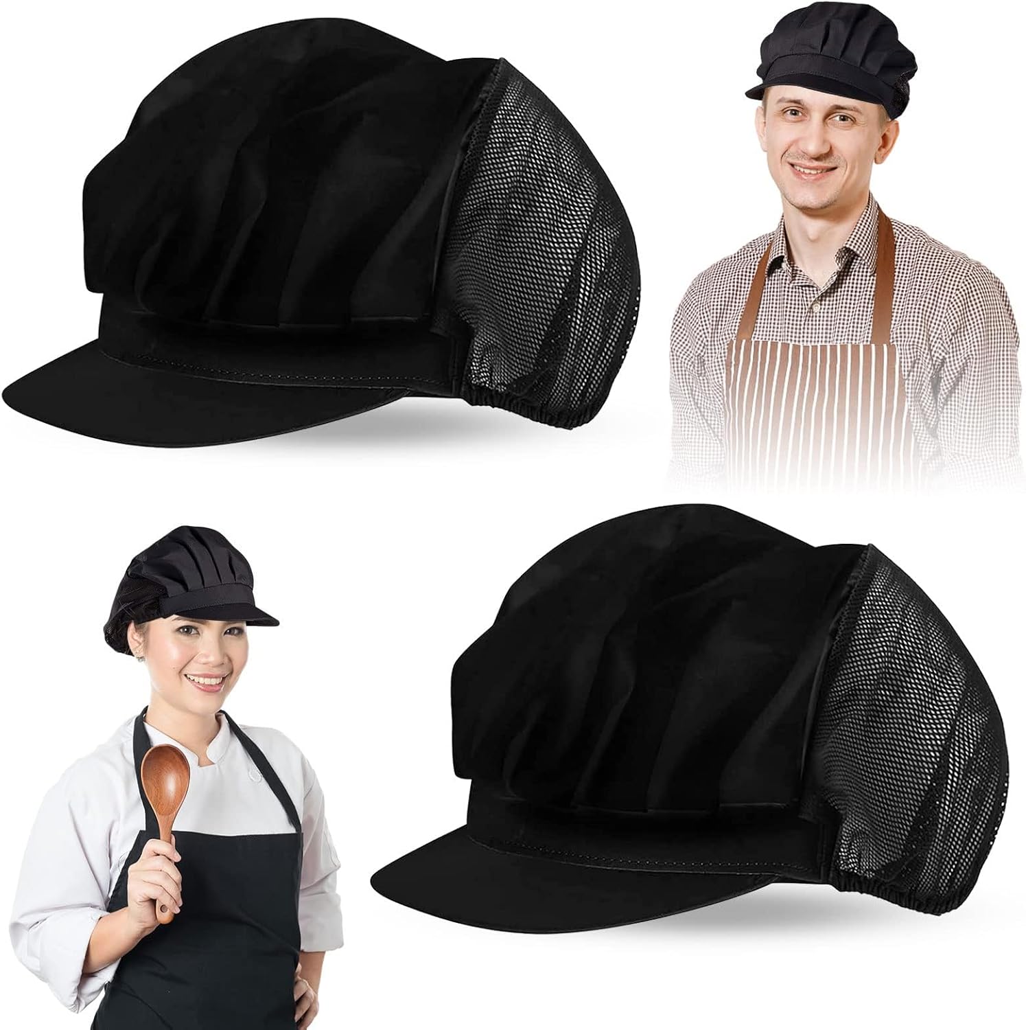 Chef hat Breathable Mesh top black and white 1pc