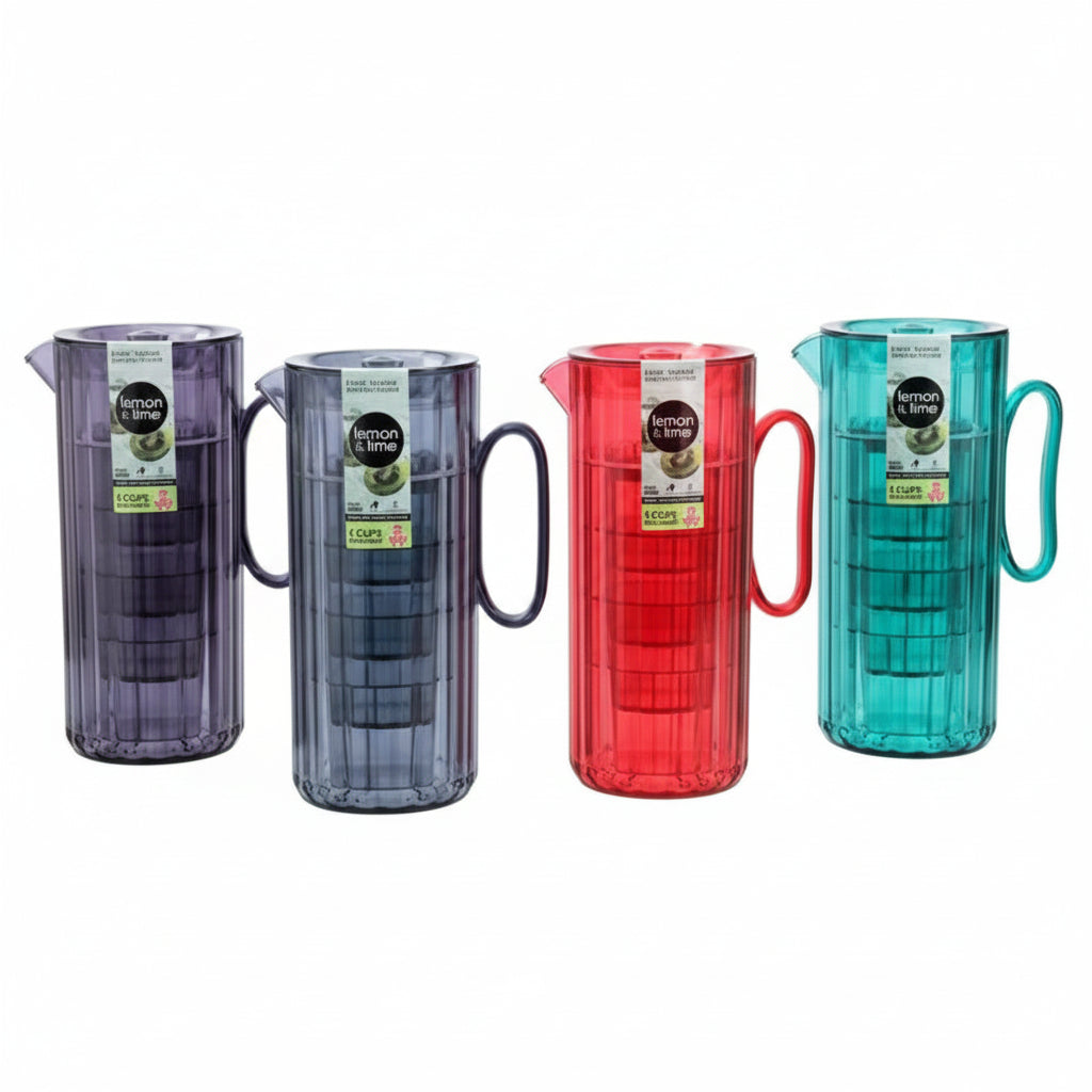 SECRET SUMMER GARDEN PITCHER 1.9L & 4 CUP 370ML SET 4 ASSTD 1pcs