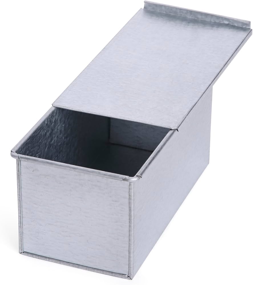 Bread Mould W/Sliding Cover 22.5cm.X10cm.X10cm.Galvanised 600gm