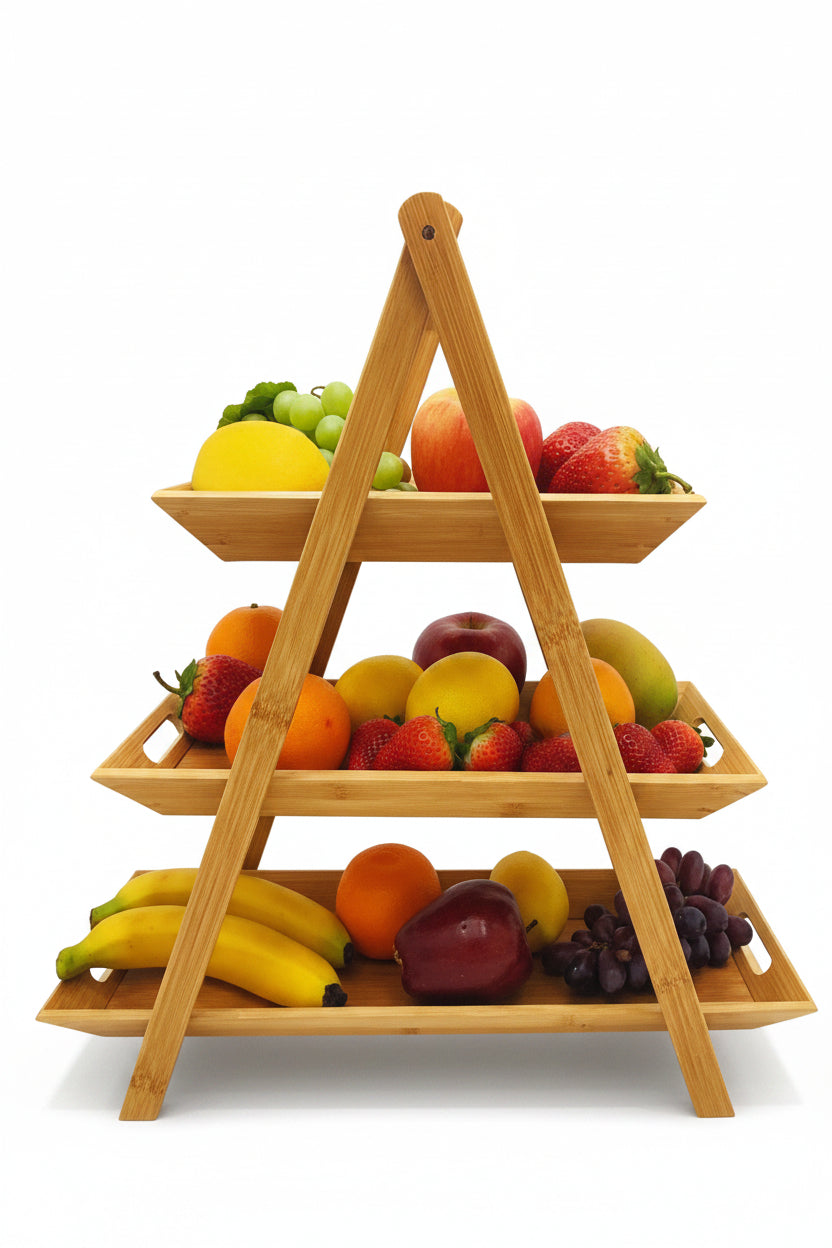 3 Tier Food Display Shelf bamboo 3ply 1PC