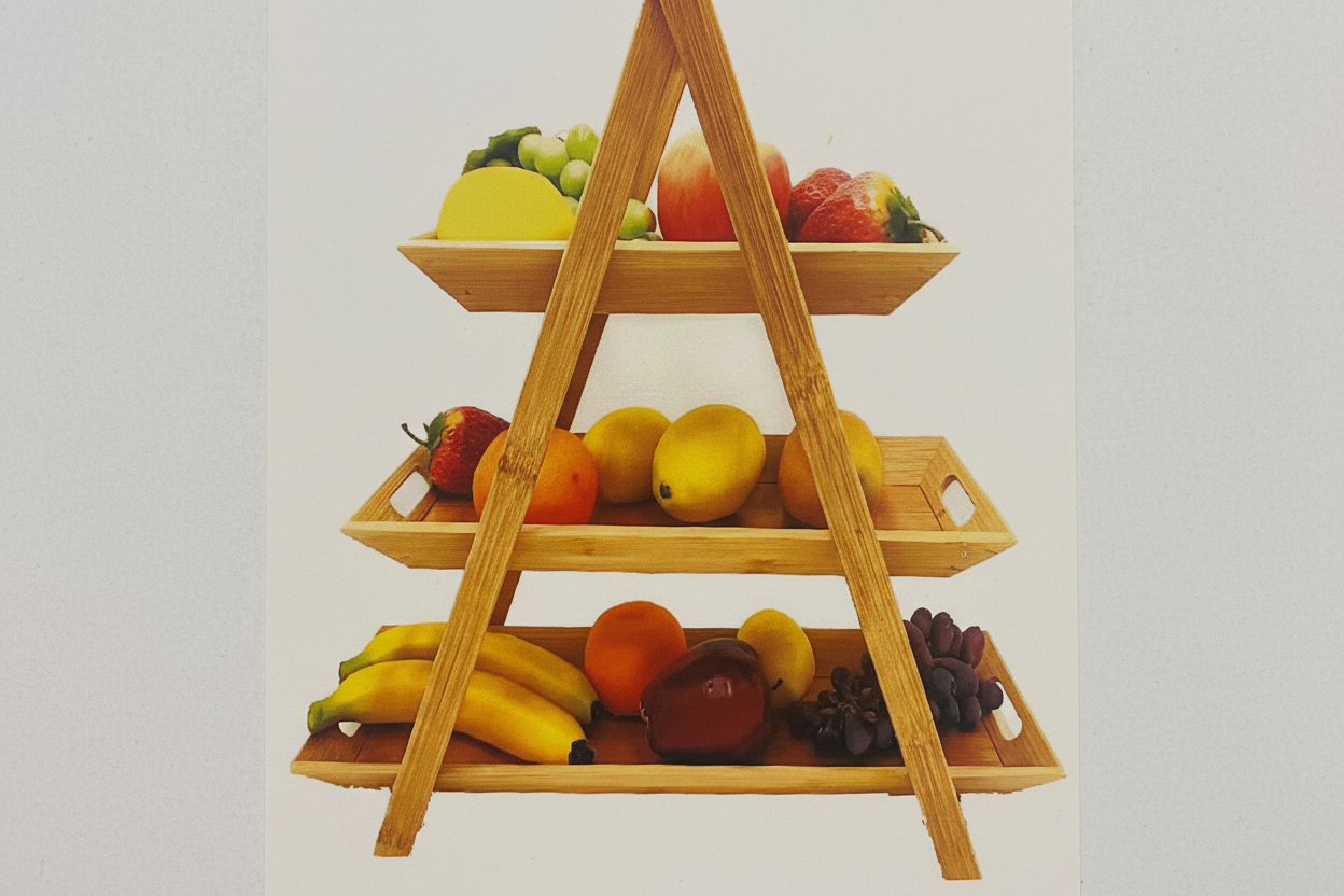 3 Tier Food Display Shelf bamboo 3ply 1PC