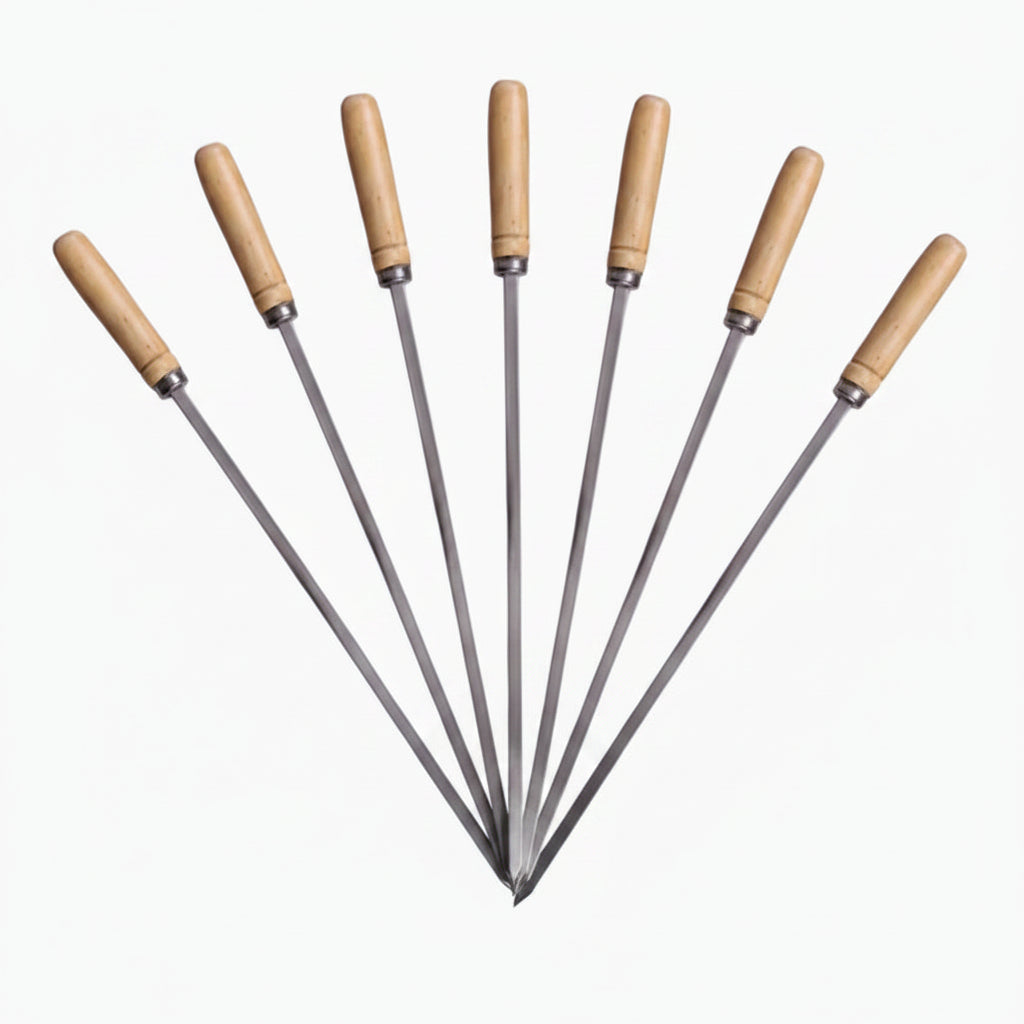 SS Seak Kebab Skewers Thick with wooden handle 500mm 1pc
