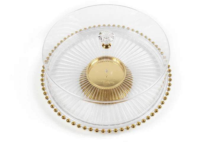 Cake/Dessert display plate 31cm With stand Gold Rim 1pc