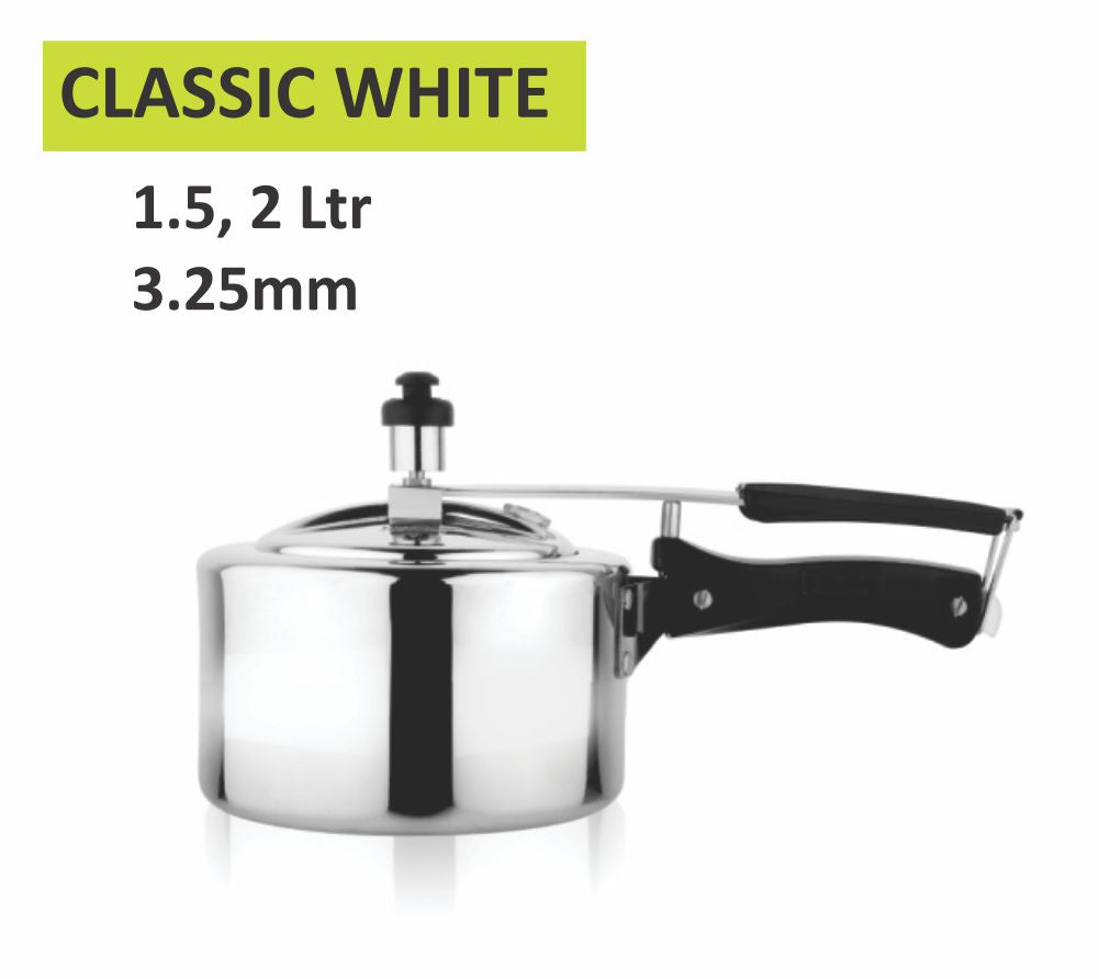 AL PRESSURE COOKER with heavy base CLASSIC WHITE - 2 LITER/3.25 MM