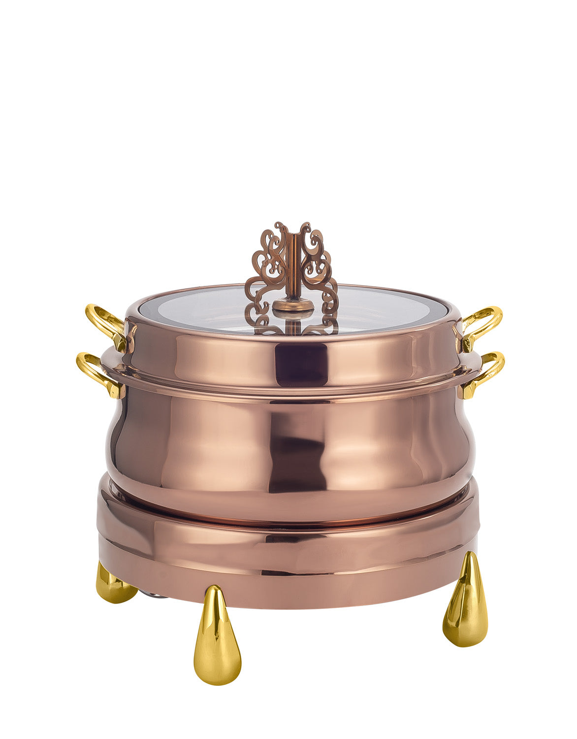 Stainless Steel Round 7 Ltrs  Chafing Dish, With Glass Window.  (Induction Heater/ Heating Plate Not Included).