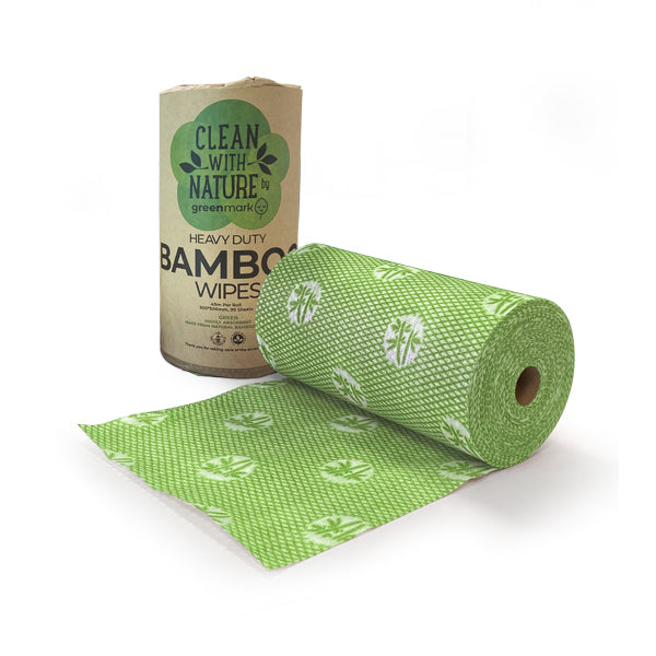 Heavy Duty Bamboo Wipes Green 6 rolls