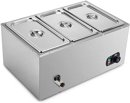 Electric Bain Marie with water tap 3 GN Pan