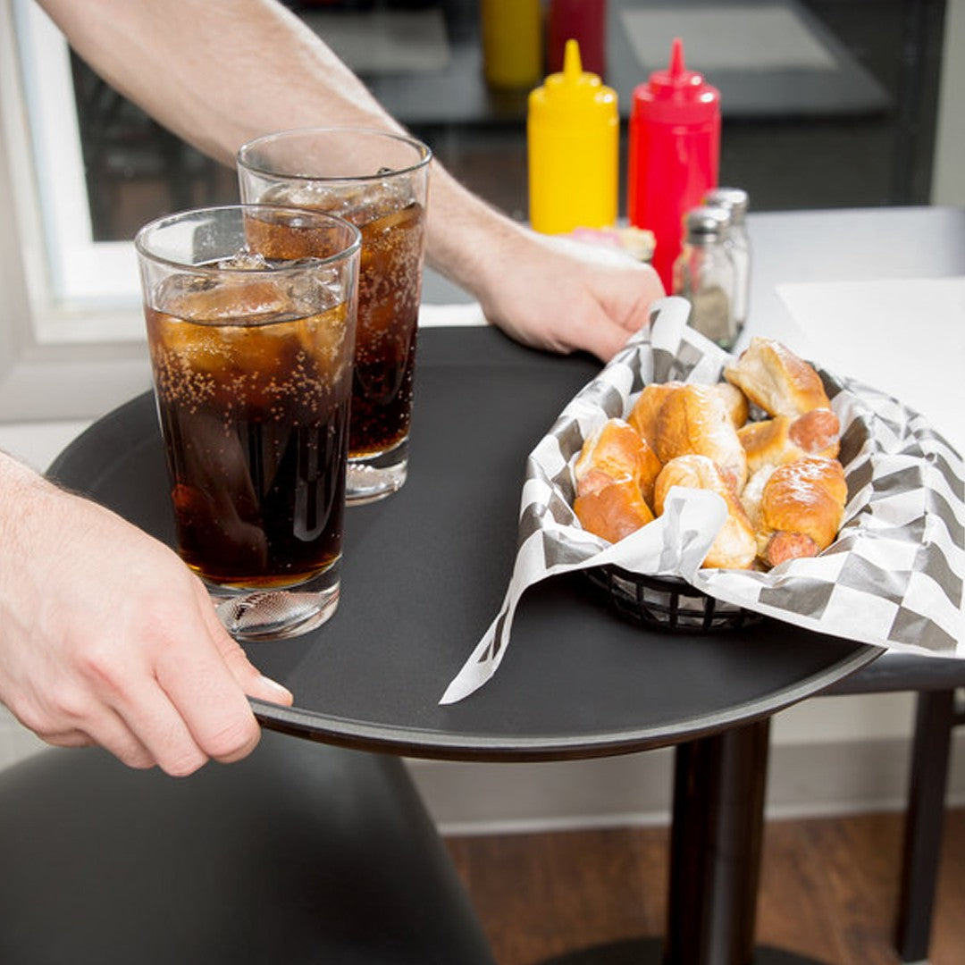 Round Non-slip Drink Trays 350mm Black