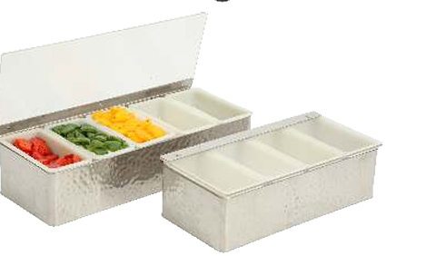 Condiment Dispenser (Hammered) With Lid 3 Section