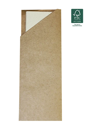 2 ply Cutlery Napkin Pocket Kraft With Bamboo Napkin 100pk 19x14 cm