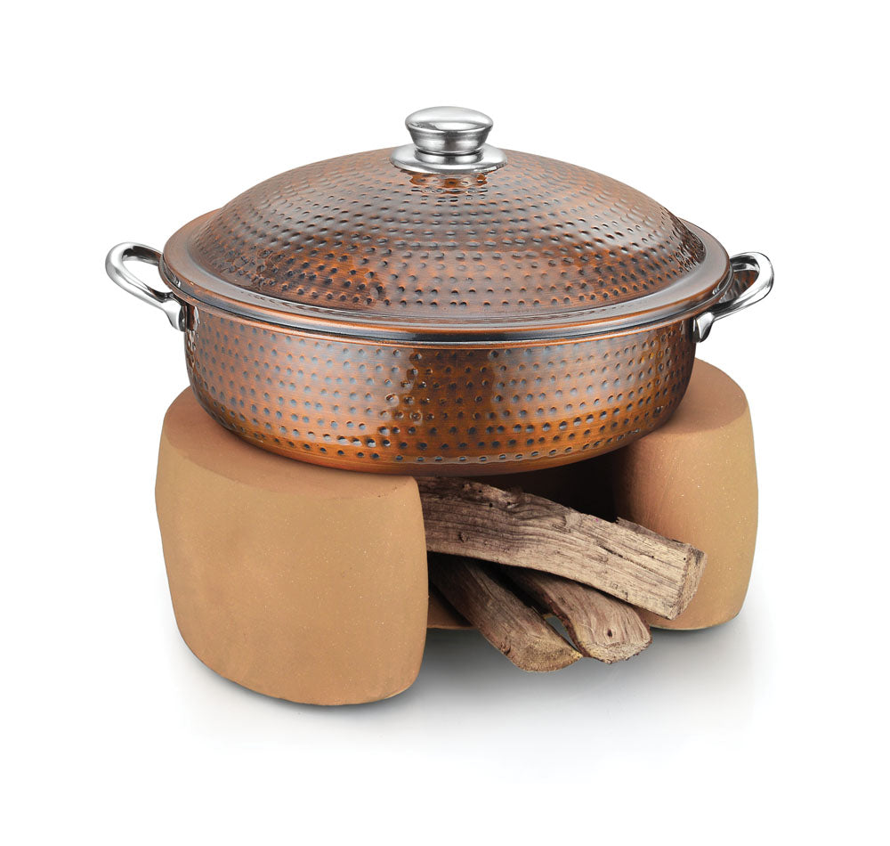 Stainless Steel Medium Chafing Dish. Stainless Steel Handi and Lid. Stainless Steel Food Pan with Chulha type Stainless Steel Stand