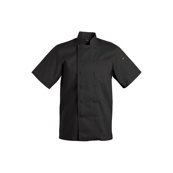 Unisex Chef Jacket Short Sleeves Black - 2XL