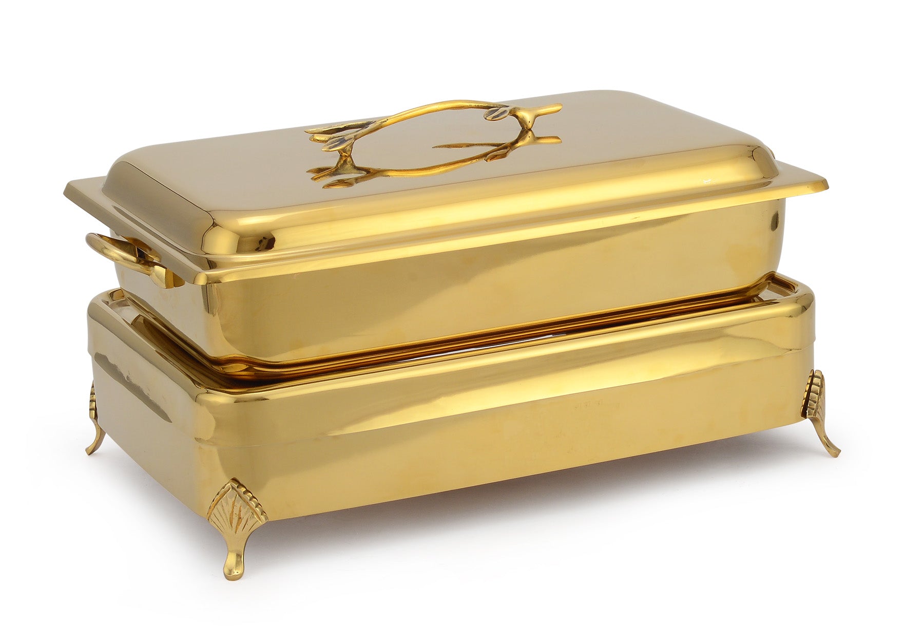 Stainless Steel Rectangular Chafing Dish, With Low Height Stand.  (Induction Heater/ Heating Plate Not Included).