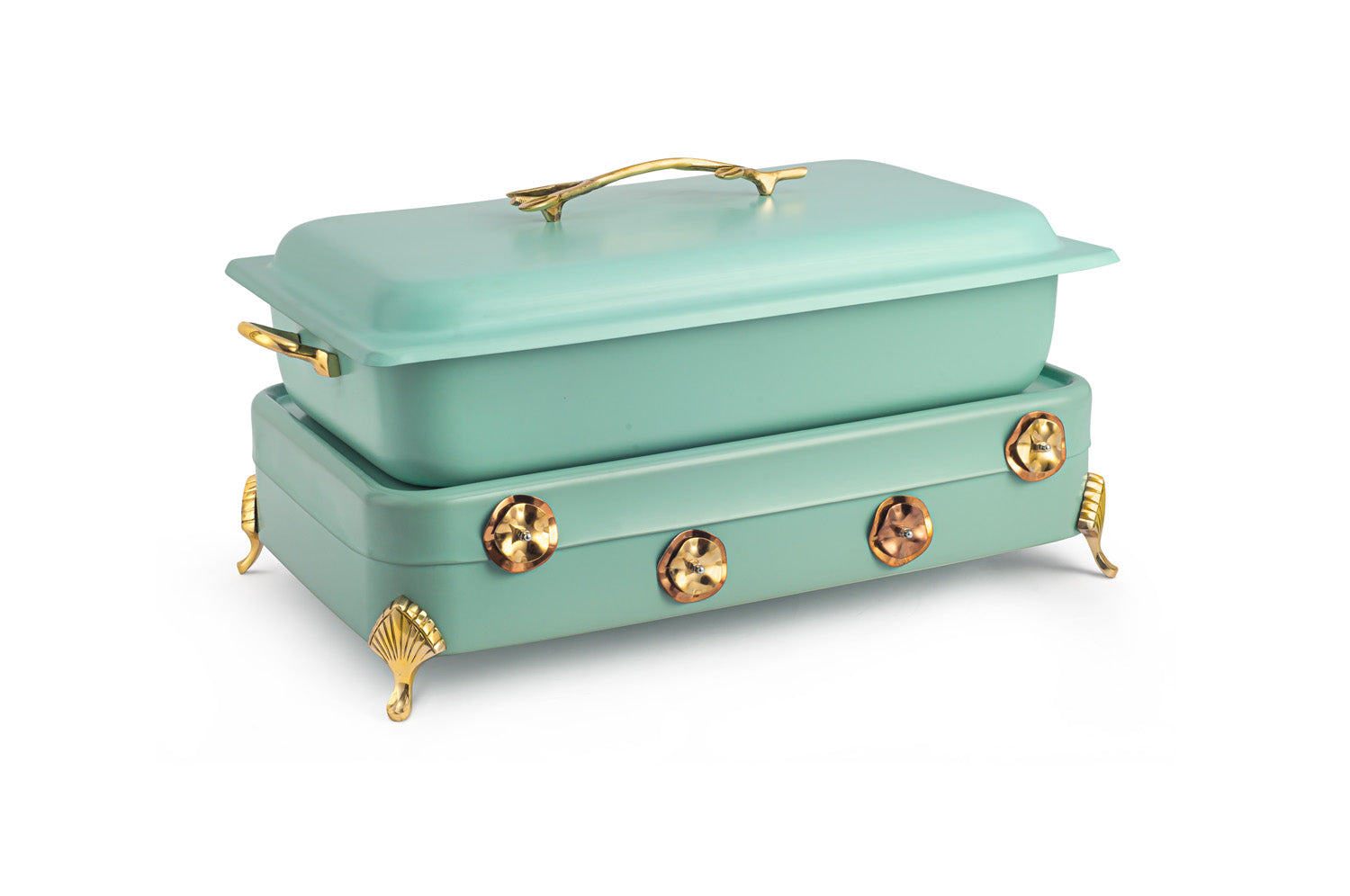 Stainless Steel Rectangular Chafing Dish, With Low Height Stand.  (Induction Heater/ Heating Plate Not Included).