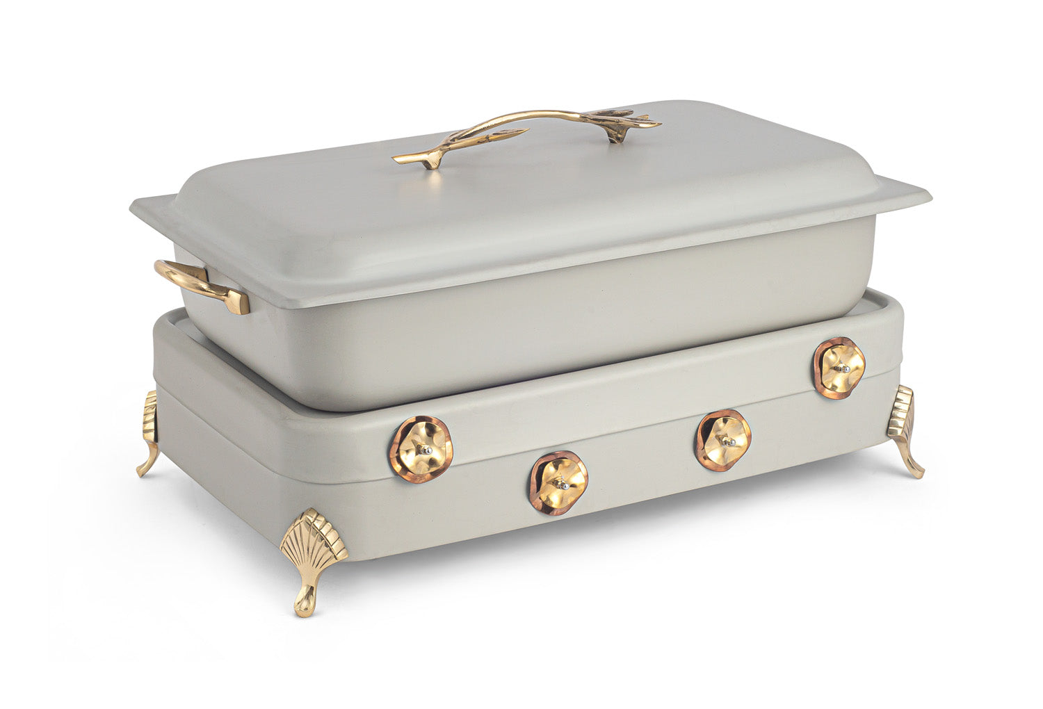 Stainless Steel Rectangular Chafing Dish, With Low Height Stand.  (Induction Heater/ Heating Plate Not Included).