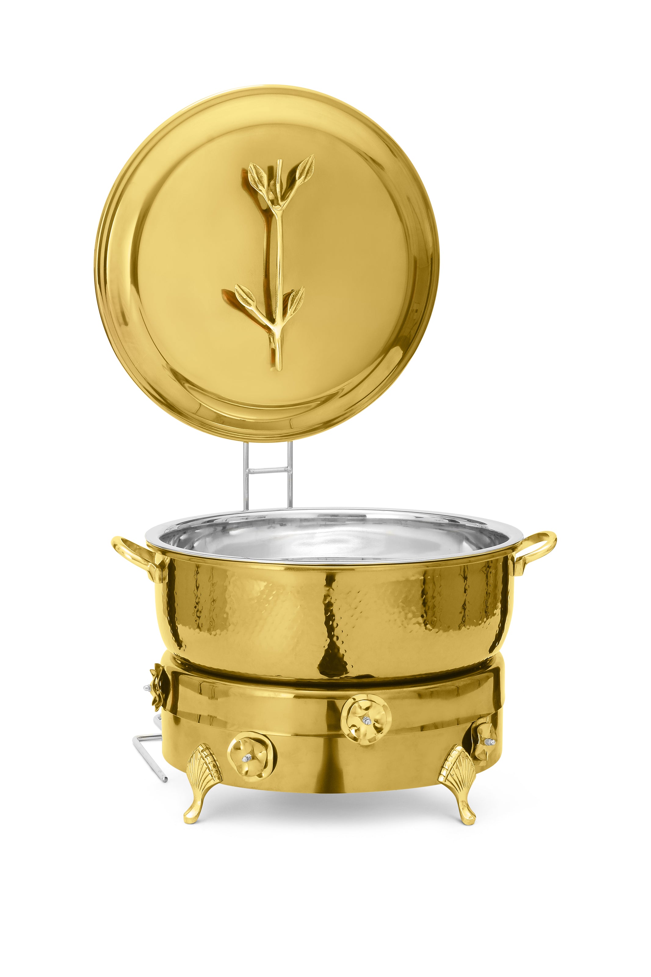 Stainless Steel Round 7 Ltrs  Chafing Dish, With Flora Design.